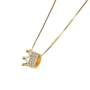 Gold Crown Princess Pendant Necklace. - 14k gold over 925 sterling silver